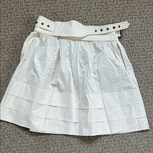 Women’s White Tiered Mini Skirt with Belted Waist